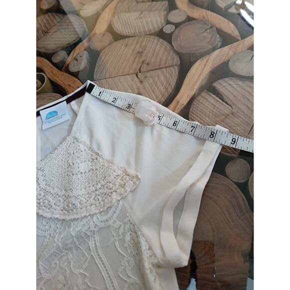 Blue Betty Bohemian Lace Blouse Off White Sheer Teired Tunic Top Medium - Picture 7 of 10